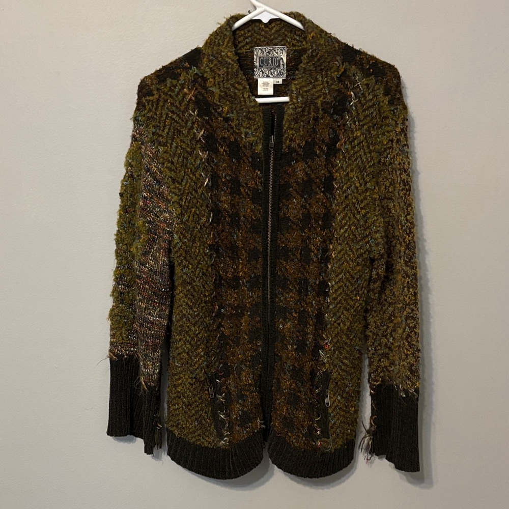 Vintage Curio Chunky Knit Zipper Cardigan